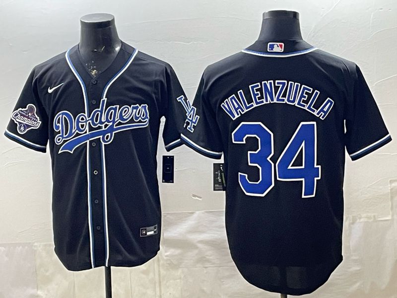 2026 Men Nike Los Angeles Dodgers #34 Valenzuela Black Game MLB Jersey 0019->los angeles dodgers->MLB Jersey